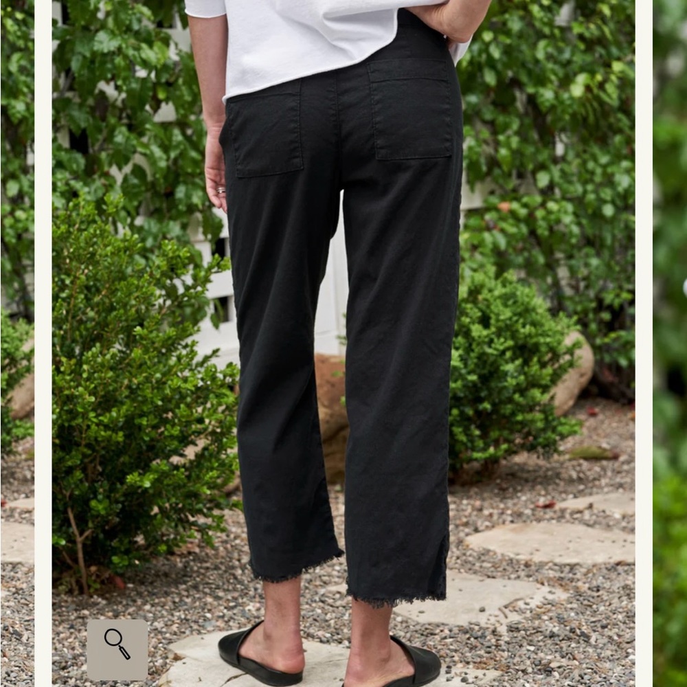 Frank & Eileen Black Cropped Wide-Leg Pants